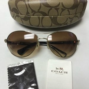 Coach Aviator Subglasses Brown and Gold
